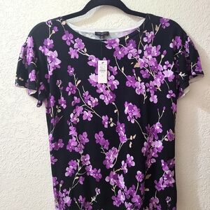 Floral Black and Purple Women's Top